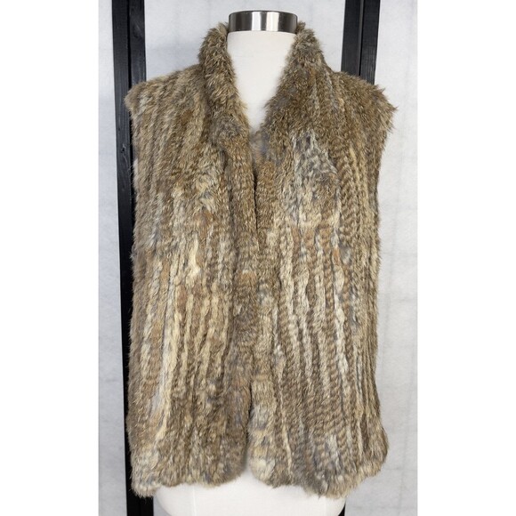 White + Warren 100% Rabbit Fur /wool Vest Jacket Size  Medium - Picture 1 of 6